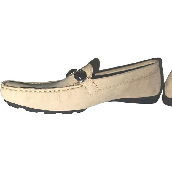 NWOB! Stuart Weitzman Suede Leather Driving Loafer Jeweled Women's Size 7.5 Tan - Picture 10 of 16